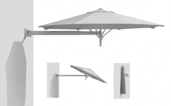 Schneider Aluminium Wandschirm MURO 250cm silbergrau + Schutzhülle